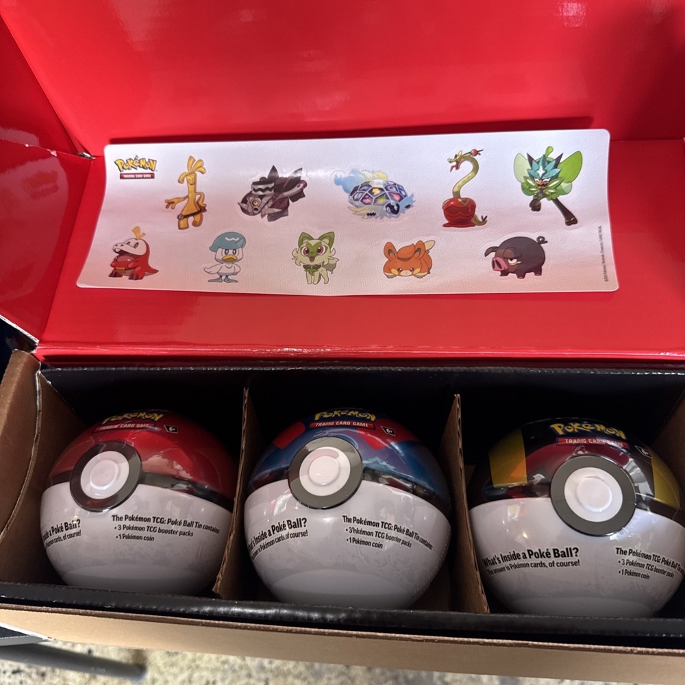 Pokemon TCG Poke Ball Lot of 3 Balls- Stickers Box Trading Card Game NEW